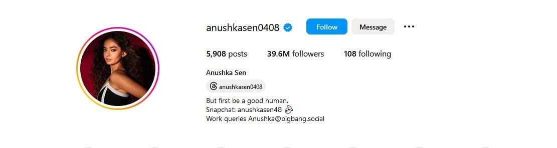 Anushka Sen Instagram