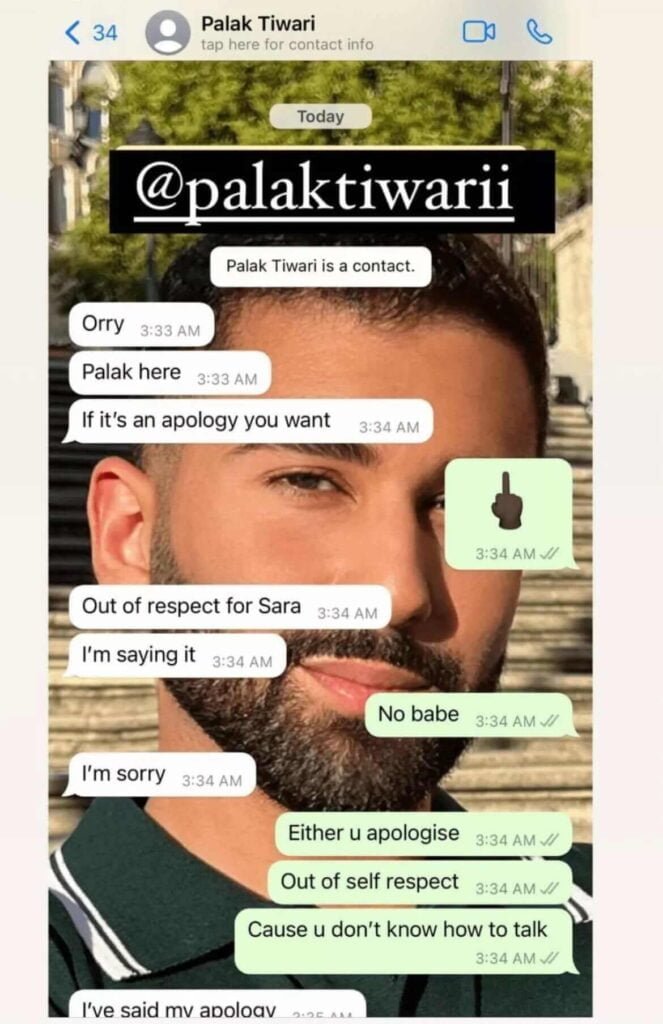 Orry And Palak Tiwari WhatsApp Chat Leak