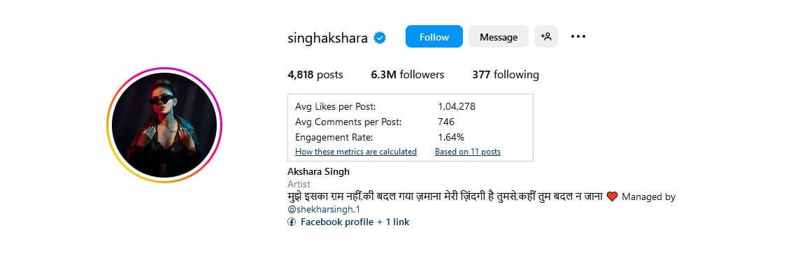 Akshara Singh Instagram Income