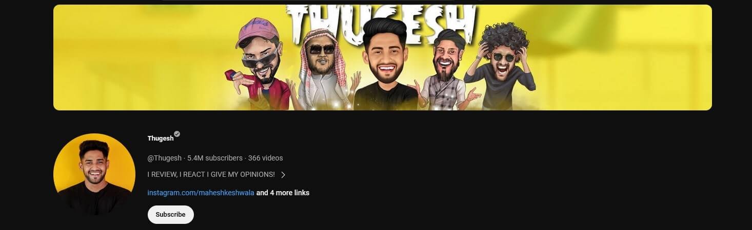 Thugesh YouTube Income